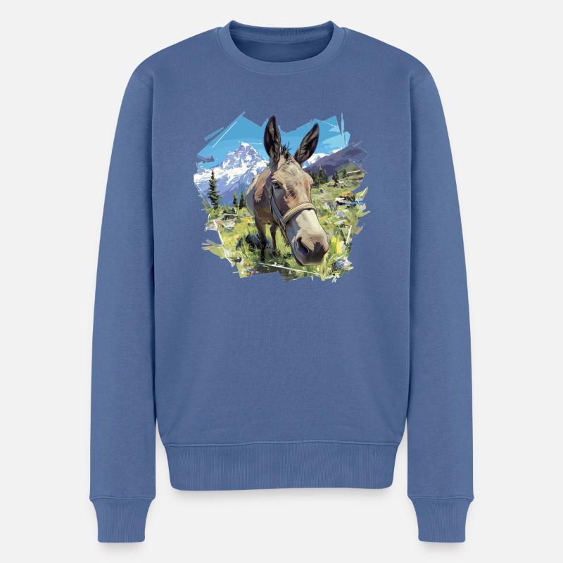 Maultiere Maultier - Männer Premium Bio Pullover - Taubenblau