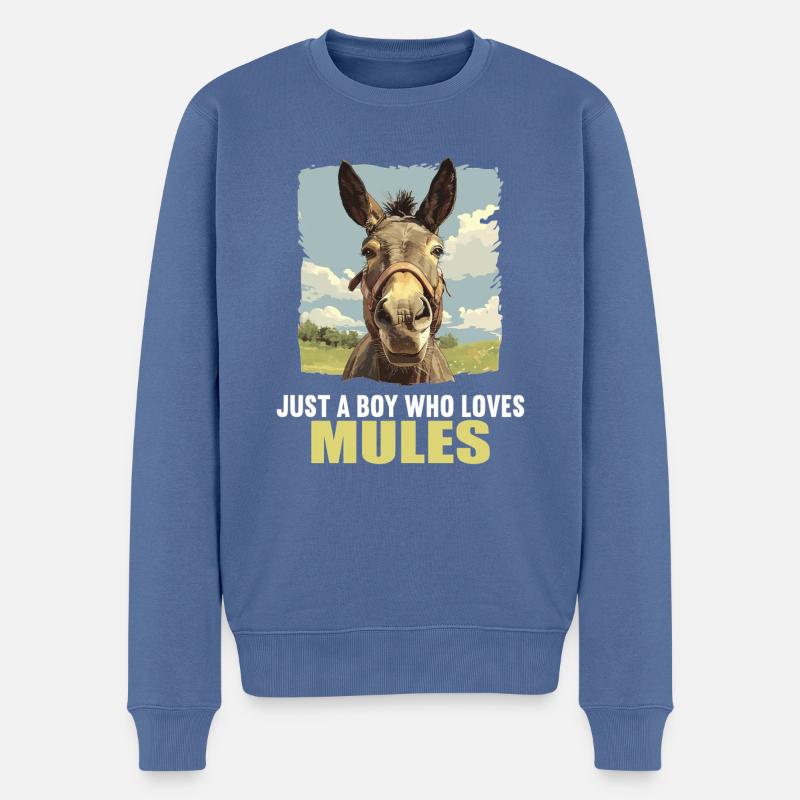 Maultiere Maultier - Männer Premium Bio Pullover - Taubenblau