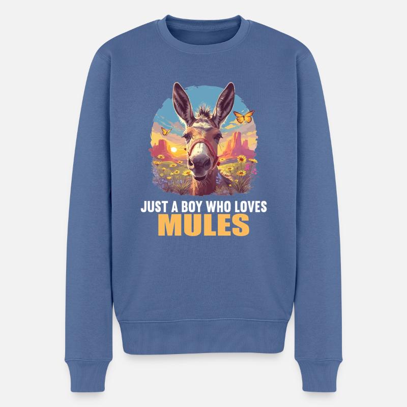 Maultiere Maultier - Männer Premium Bio Pullover - Taubenblau
