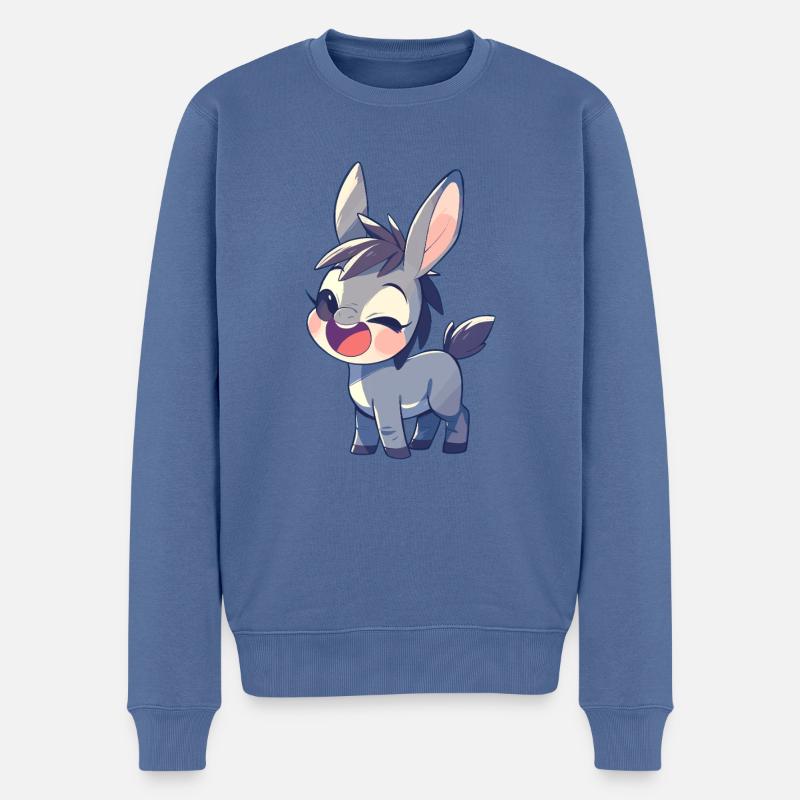 Donkey Esel - Männer Premium Bio Pullover - Taubenblau