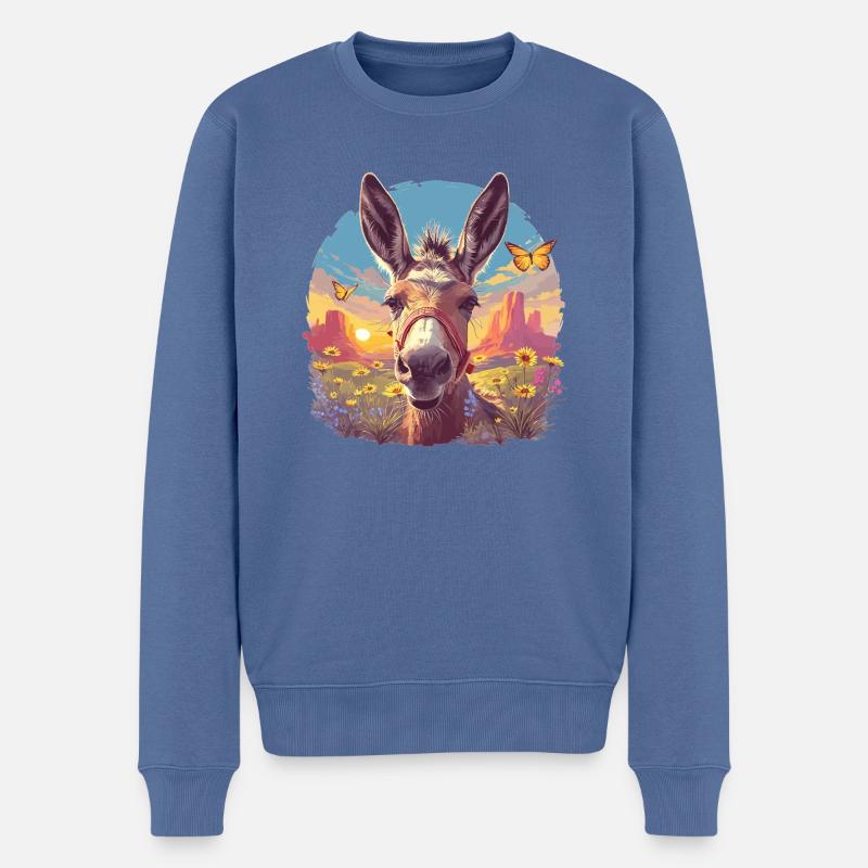 Donkey Esel - Männer Premium Bio Pullover - Taubenblau