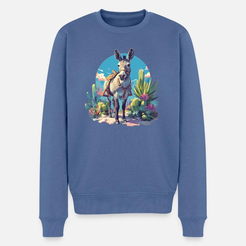 Âne Esel - Pull Premium bio Homme - bleu pigeon