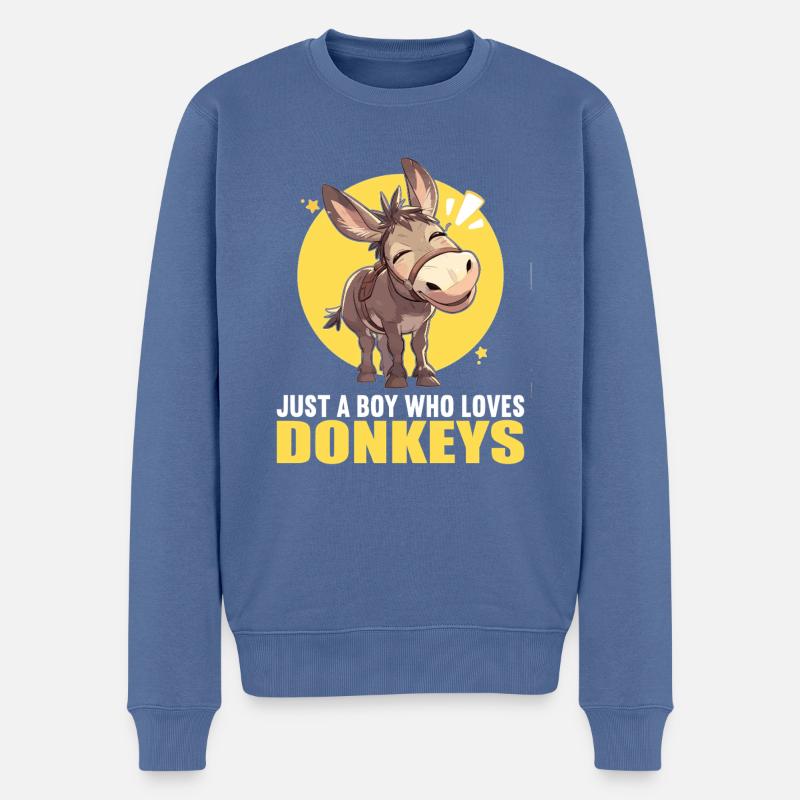 Donkey Esel - Männer Premium Bio Pullover - Taubenblau