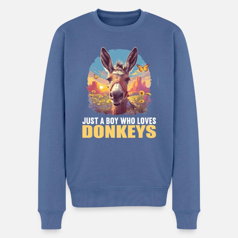 Donkey Esel - Männer Premium Bio Pullover - Taubenblau