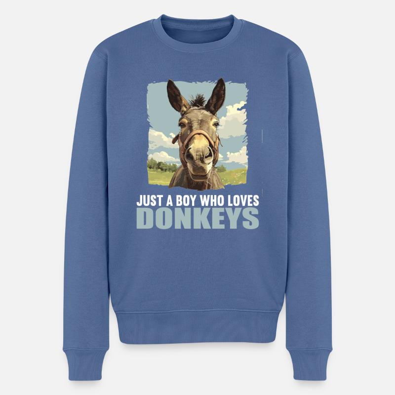 Donkey Esel - Männer Premium Bio Pullover - Taubenblau