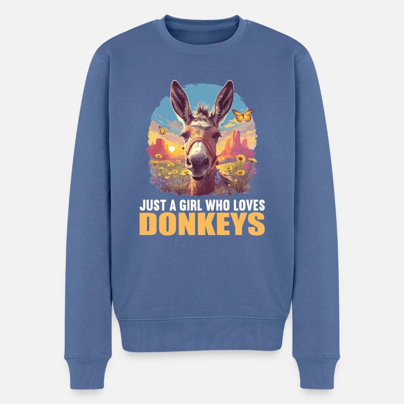 Donkey Esel - Männer Premium Bio Pullover - Taubenblau
