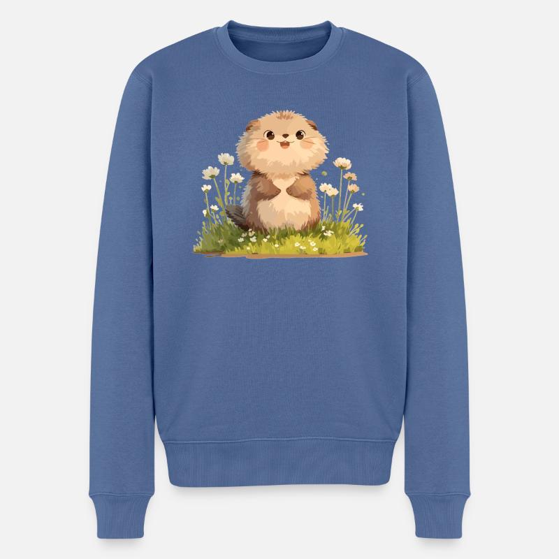 Bisamratten Bisamratte - Männer Premium Bio Pullover - Taubenblau