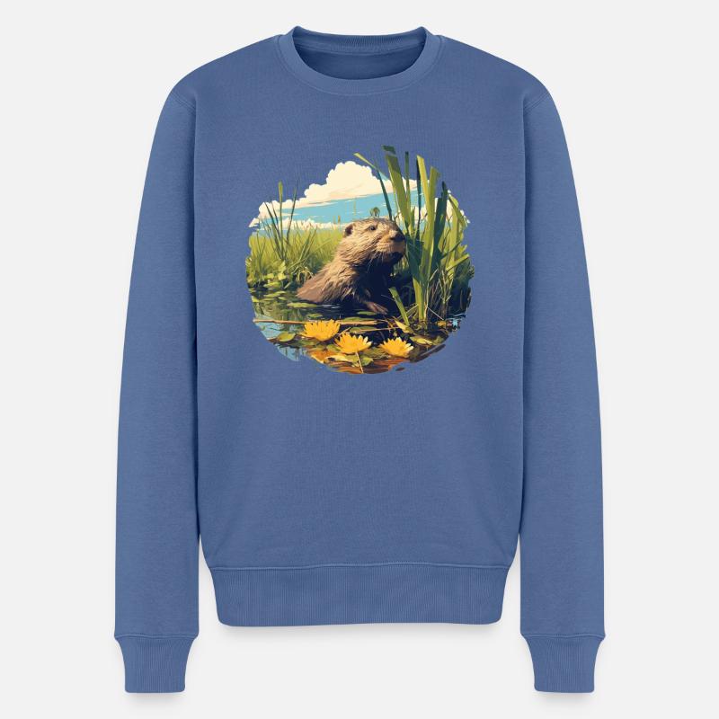 Rat musqué - Pull Premium bio Homme - bleu pigeon