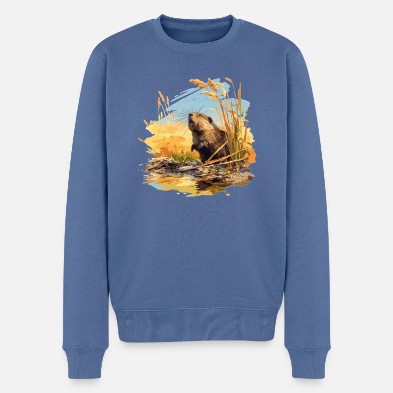 Bisamratten Bisamratte - Männer Premium Bio Pullover - Taubenblau