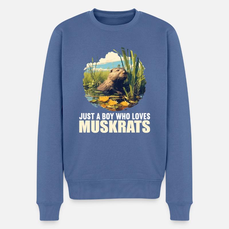 Bisamratten Bisamratte - Männer Premium Bio Pullover - Taubenblau