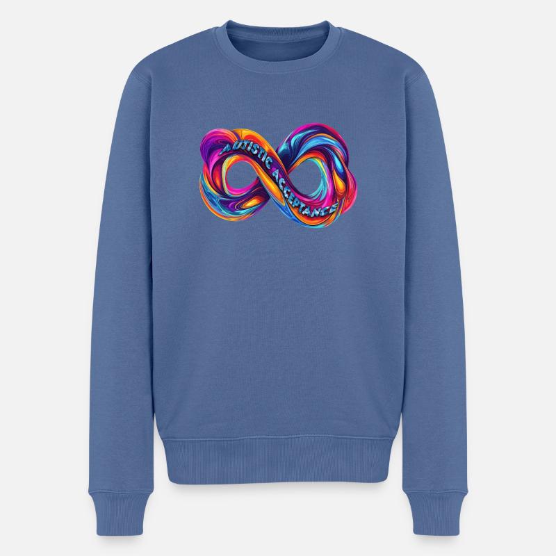 Symbole de l’Infini Acceptation Autiste - Pull Premium bio Homme - bleu pigeon