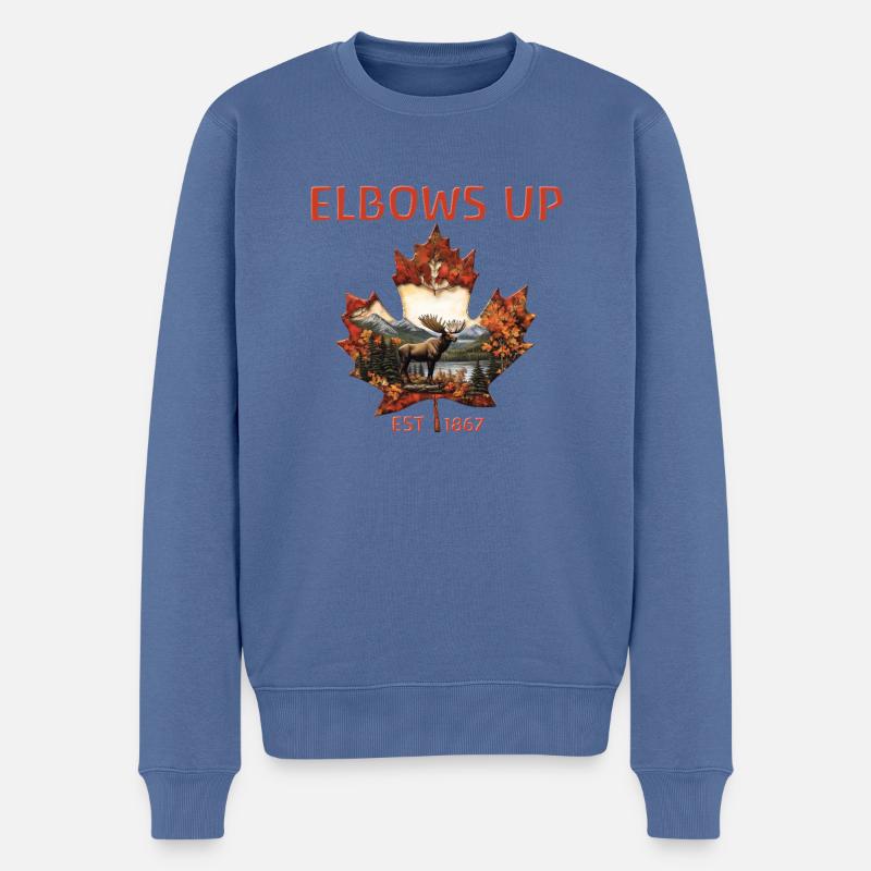 Elbows Up Canada Est 1867 Elch - Männer Premium Bio Pullover - Taubenblau