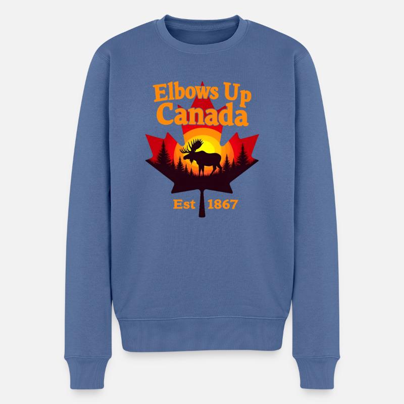 Elbows Up Canada Est 1867 Orignal - Pull Premium bio Homme - bleu pigeon