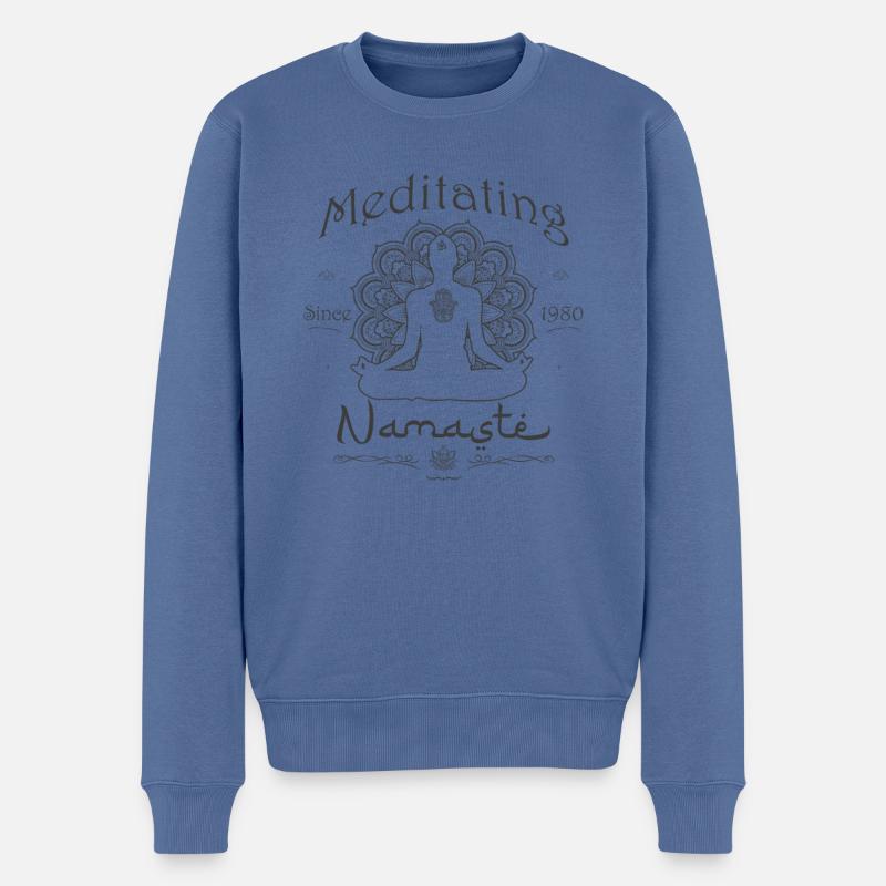Meditieren seit 1980 - Namaste - Männer Premium Bio Pullover - Taubenblau