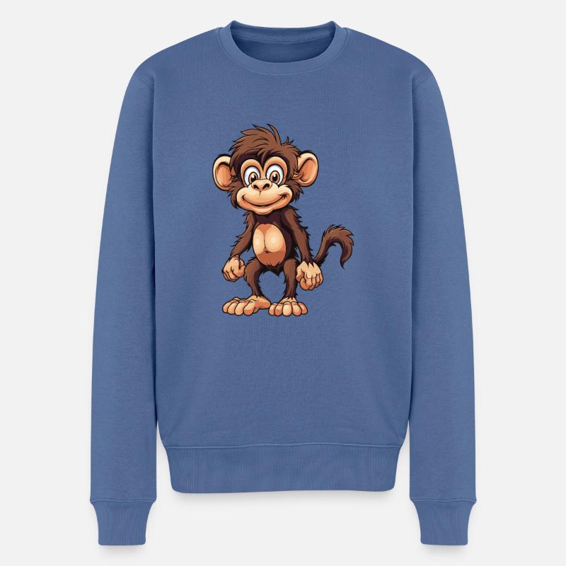 Affe Tier - Männer Premium Bio Pullover - Taubenblau