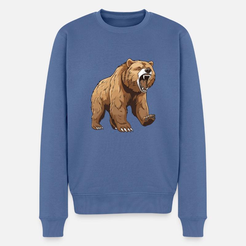 Bär Tier - Männer Premium Bio Pullover - Taubenblau