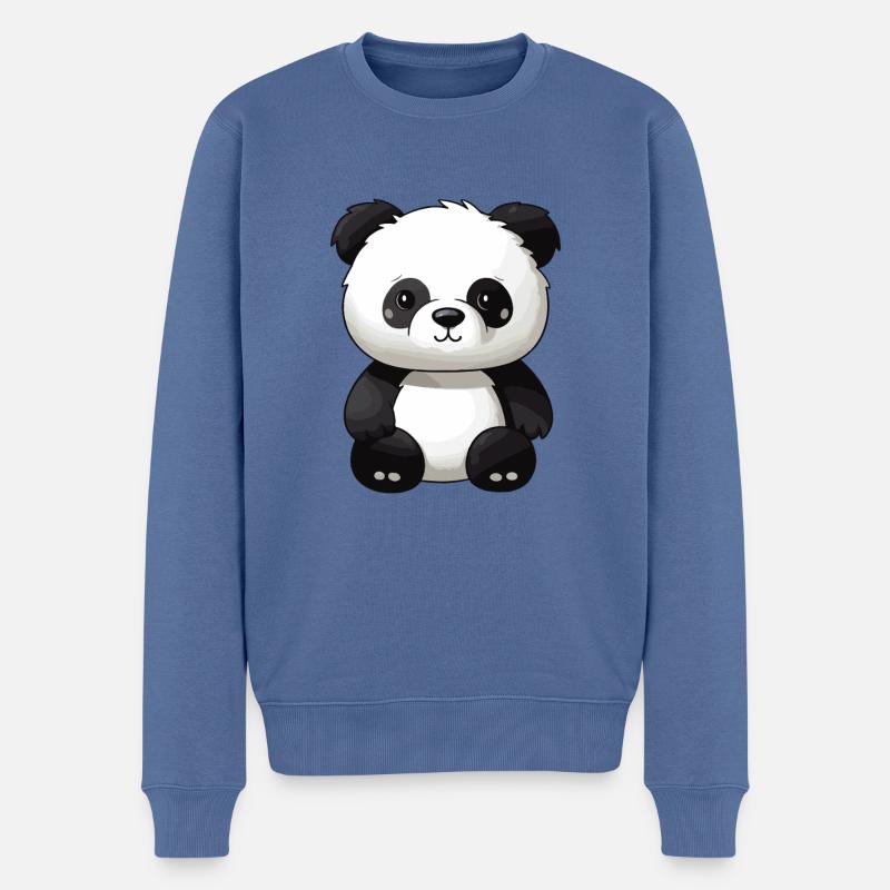 Panda Tier - Männer Premium Bio Pullover - Taubenblau