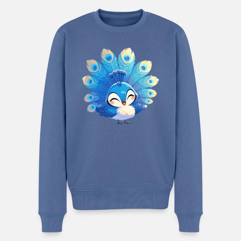 Pfaue Pfau - Männer Premium Bio Pullover - Taubenblau