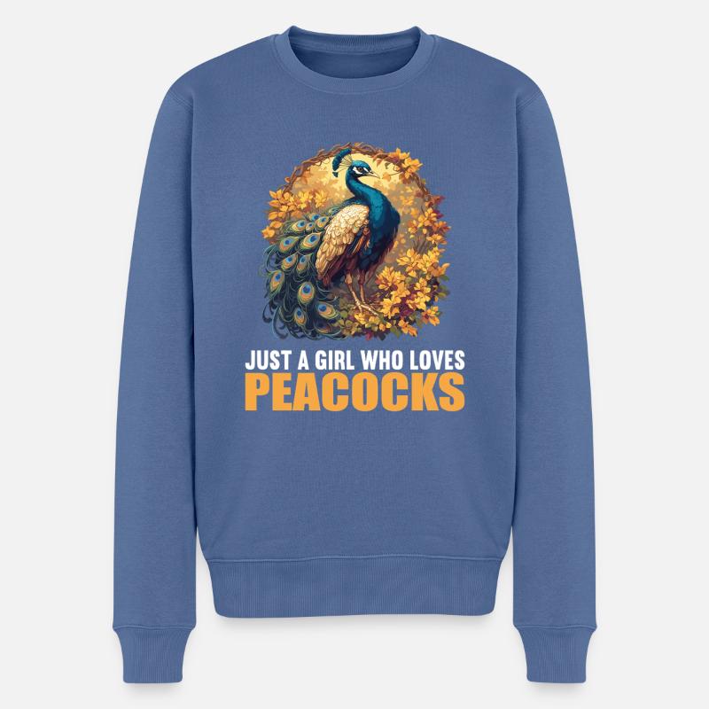 Pfaue Pfau - Männer Premium Bio Pullover - Taubenblau
