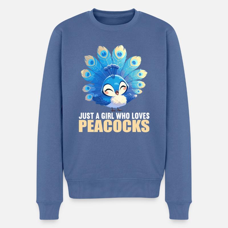 Pfaue Pfau - Männer Premium Bio Pullover - Taubenblau
