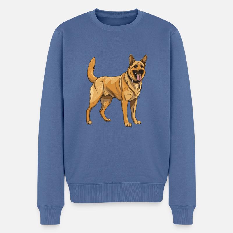 Schäferhund Hund - Männer Premium Bio Pullover - Taubenblau