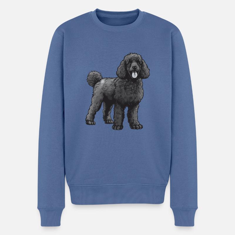 Caniche Chien - Pull Premium bio Homme - bleu pigeon