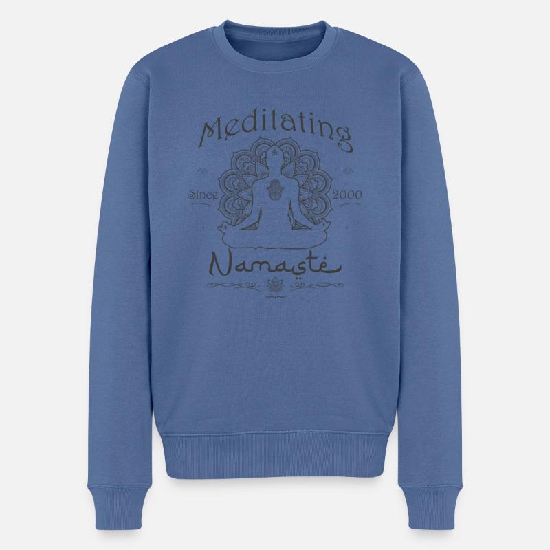 Meditieren seit 2000 - Namaste - Männer Premium Bio Pullover - Taubenblau