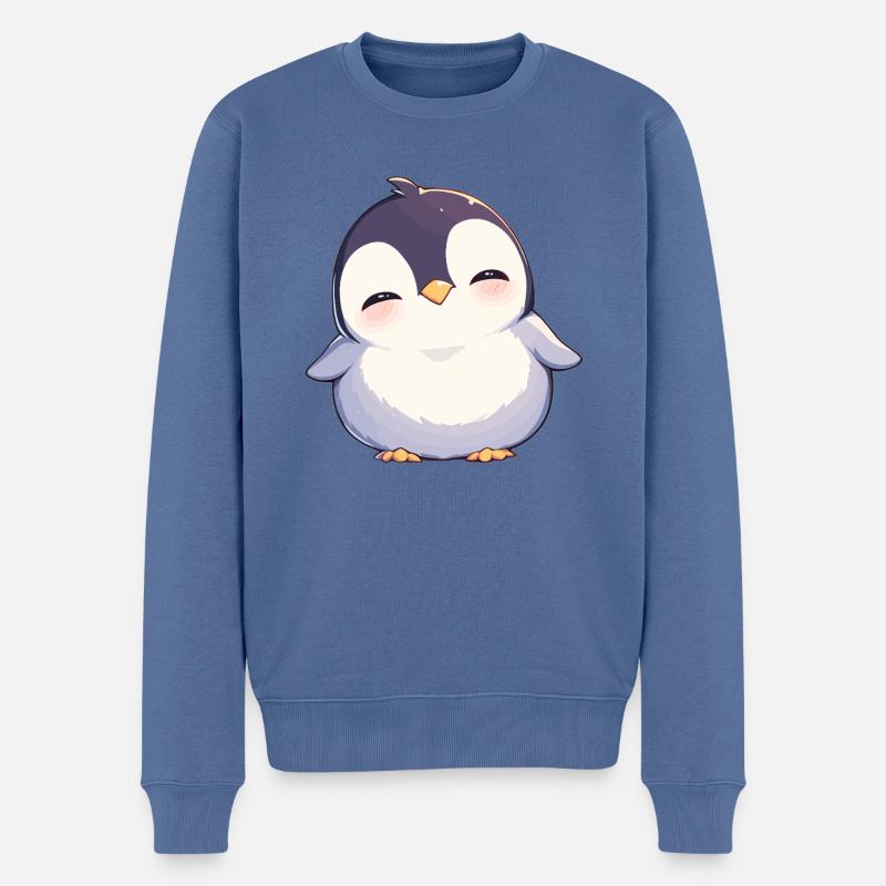 Pinguine Pinguin - Männer Premium Bio Pullover - Taubenblau
