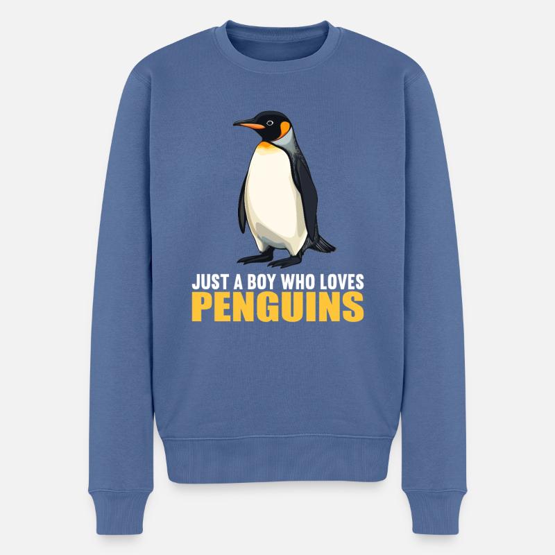 Pinguine Pinguin - Männer Premium Bio Pullover - Taubenblau