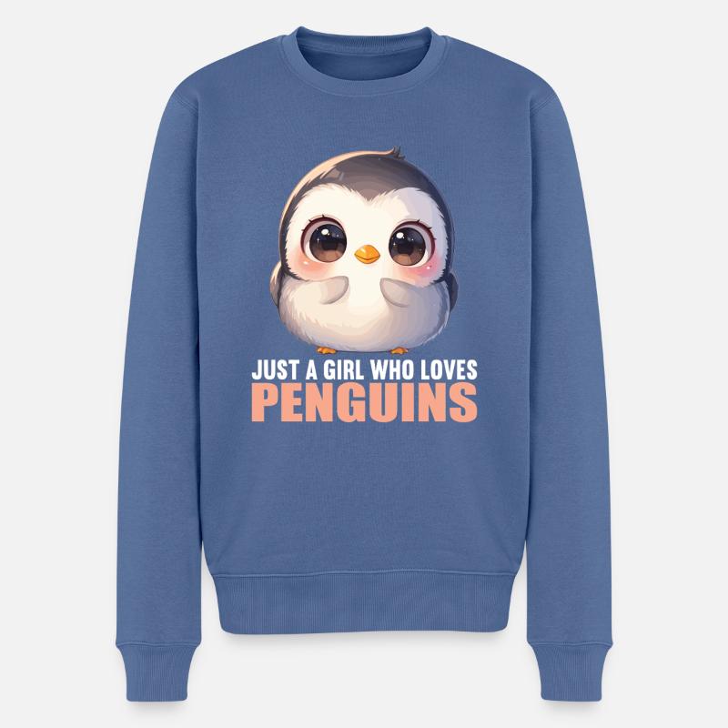 Pinguine Pinguin - Männer Premium Bio Pullover - Taubenblau