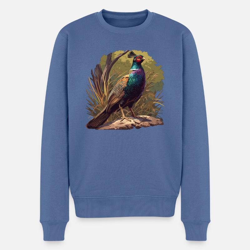 Fasane Fasan - Männer Premium Bio Pullover - Taubenblau