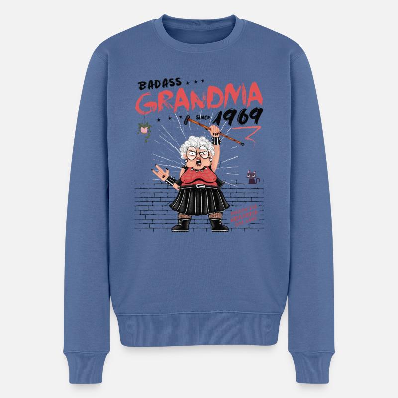 Badass-Oma seit 1969 – 56 Jahre stark - Männer Premium Bio Pullover - Taubenblau