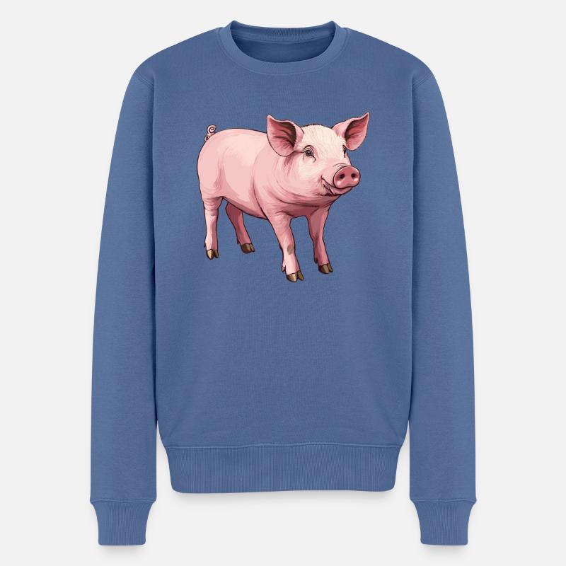 Schweine Schwein - Männer Premium Bio Pullover - Taubenblau