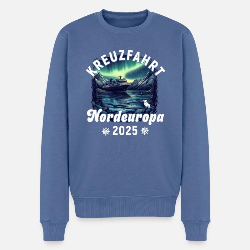 Kreuzfahrt Nordeuropa 2025 - Männer Premium Bio Pullover - Taubenblau