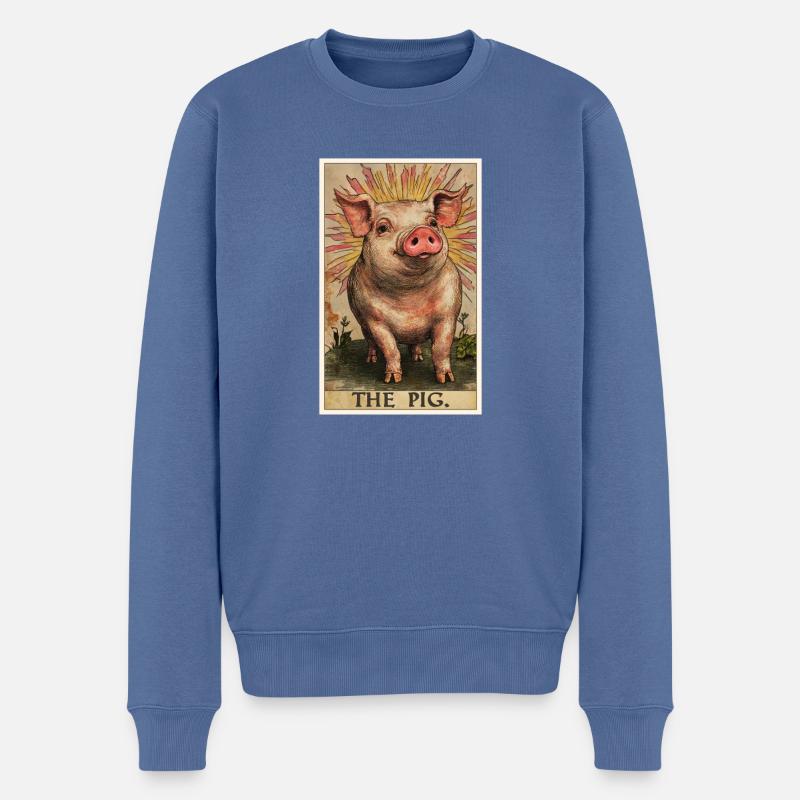 Schweine Schwein - Männer Premium Bio Pullover - Taubenblau