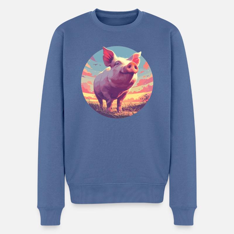 Schweine Schwein - Männer Premium Bio Pullover - Taubenblau