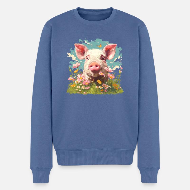Cochon Cochon - Pull Premium bio Homme - bleu pigeon