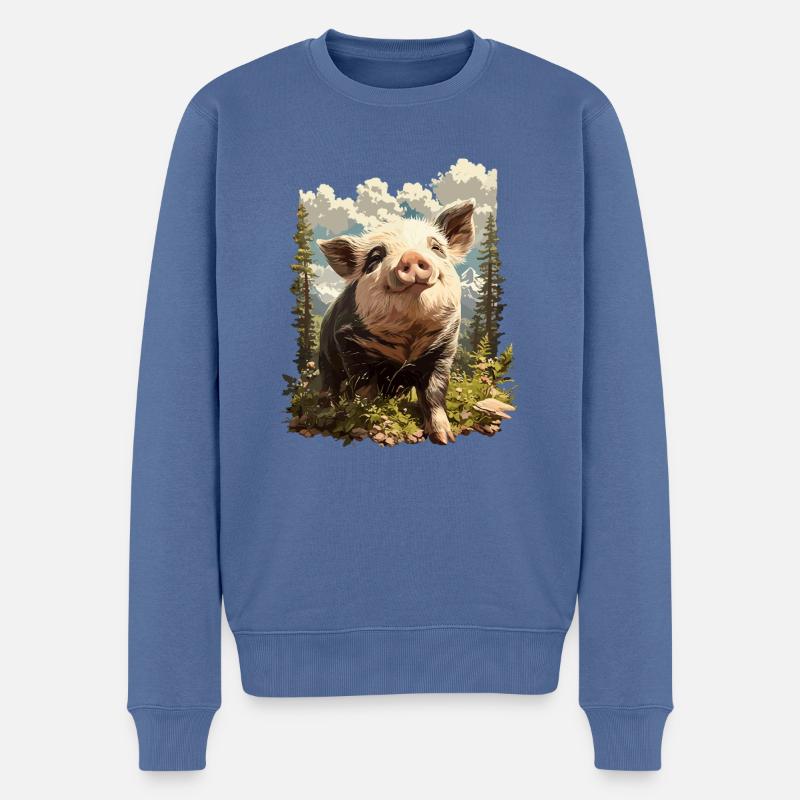 Schweine Schwein - Männer Premium Bio Pullover - Taubenblau