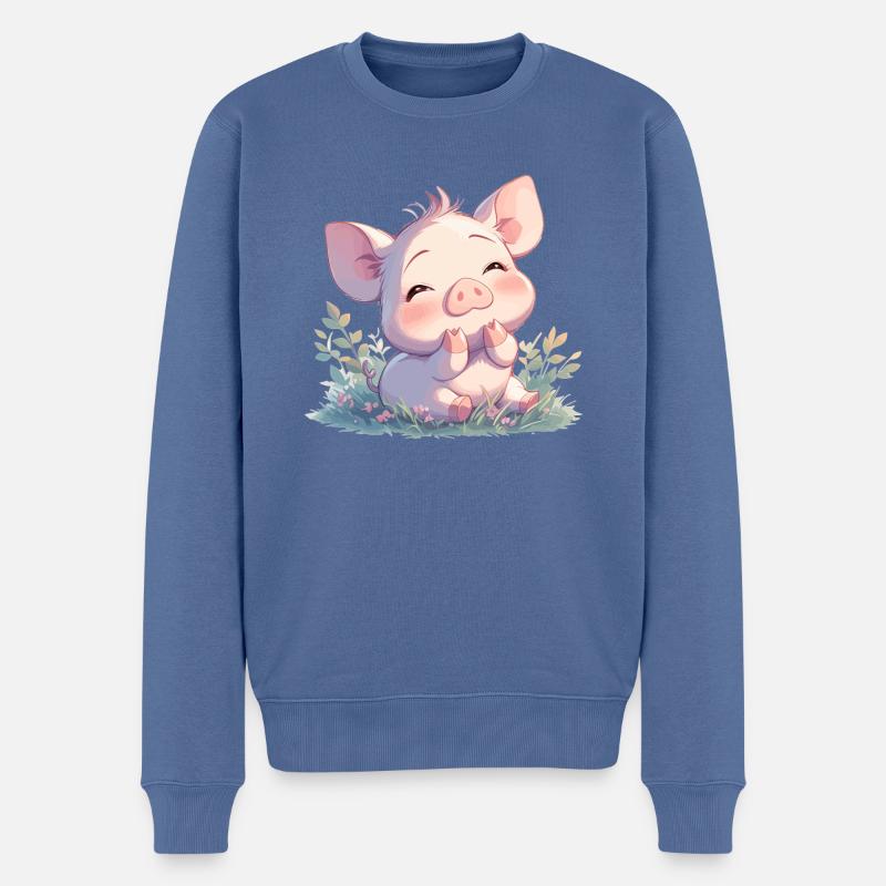 Schweine Schwein - Männer Premium Bio Pullover - Taubenblau
