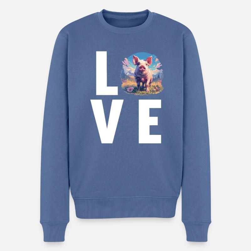 Cochon Cochon - Pull Premium bio Homme - bleu pigeon