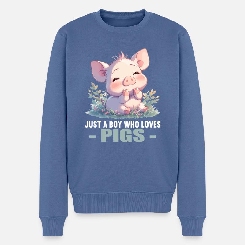 Schweine Schwein - Männer Premium Bio Pullover - Taubenblau