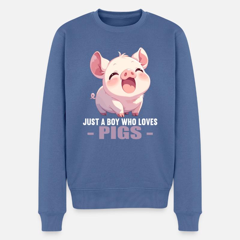Schweine Schwein - Männer Premium Bio Pullover - Taubenblau