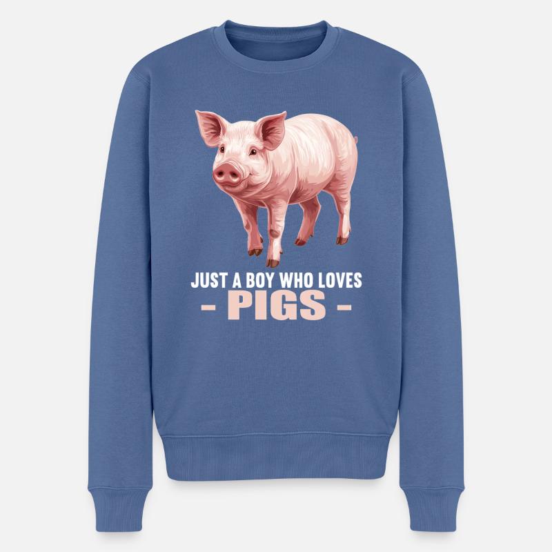 Schweine Schwein - Männer Premium Bio Pullover - Taubenblau