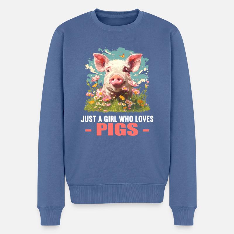 Schweine Schwein - Männer Premium Bio Pullover - Taubenblau