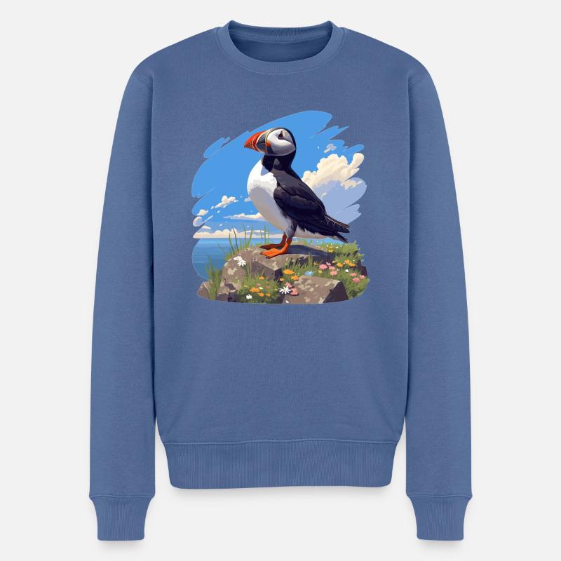 Macareux - Pull Premium bio Homme - bleu pigeon