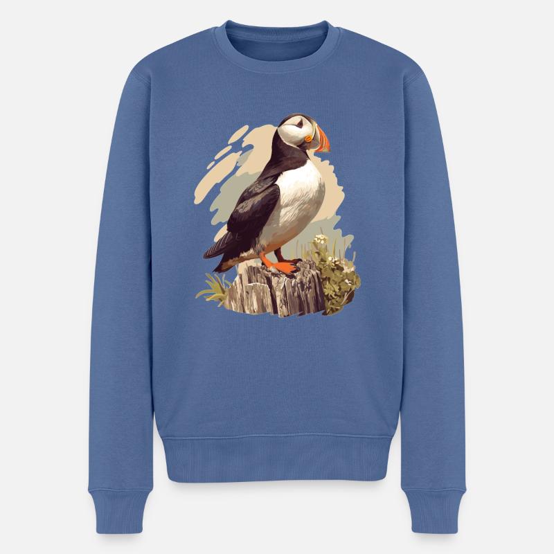 Papageientaucher - Männer Premium Bio Pullover - Taubenblau