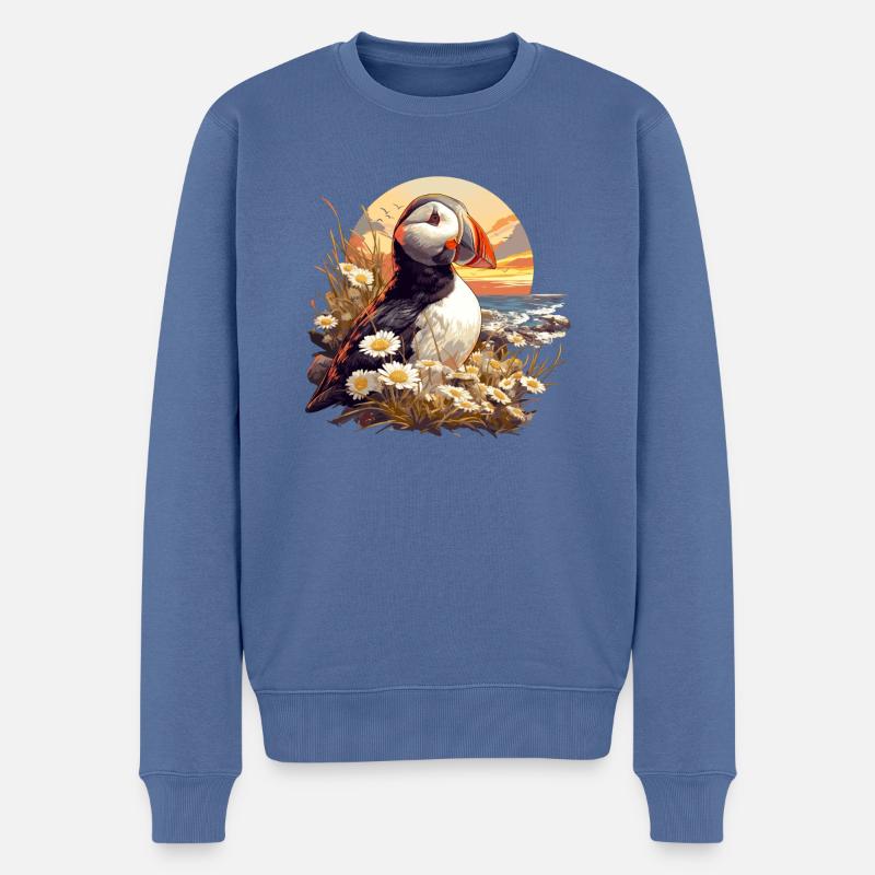 Papageientaucher - Männer Premium Bio Pullover - Taubenblau