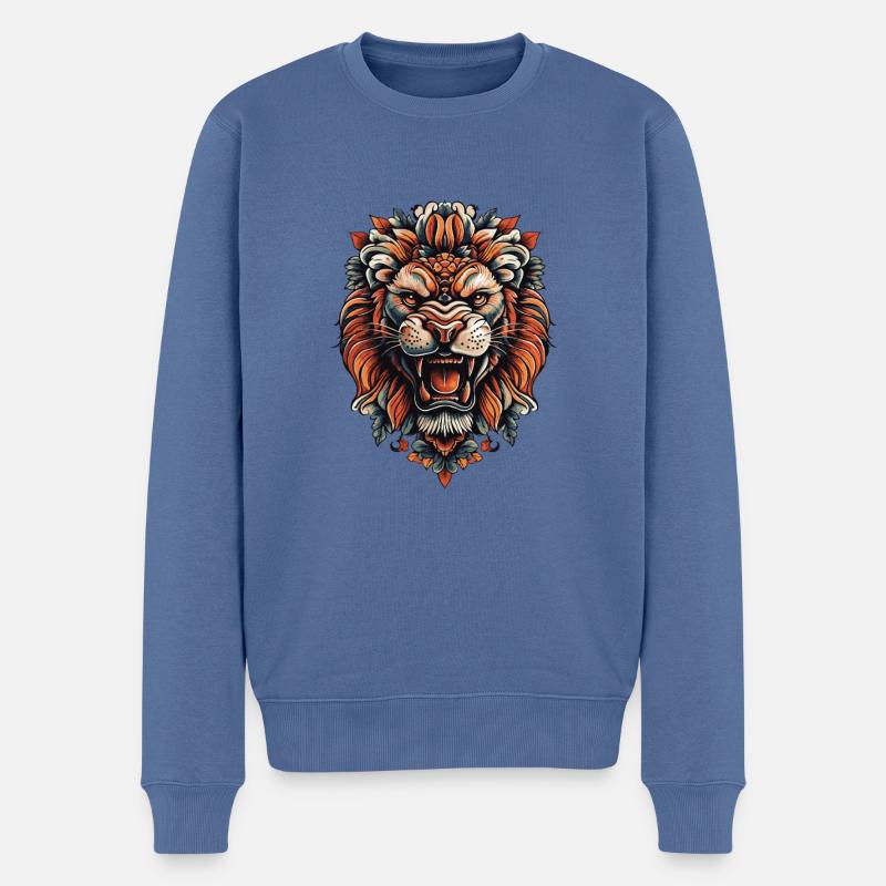 Löwe - Männer Premium Bio Pullover - Taubenblau