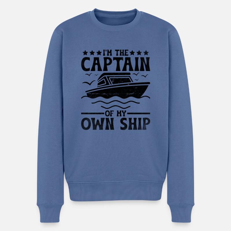 Ich bin der Kapitän meines eigenen Schiffes Paddelboot - Männer Premium Bio Pullover - Taubenblau