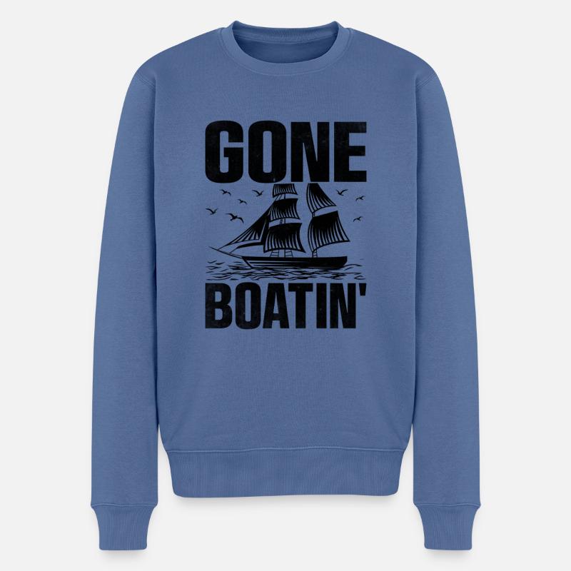 Gone Boatin' Paddelboot - Männer Premium Bio Pullover - Taubenblau